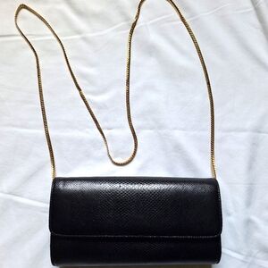 Ashneil Elegant Black Cobra Clutch with Gold Chain
